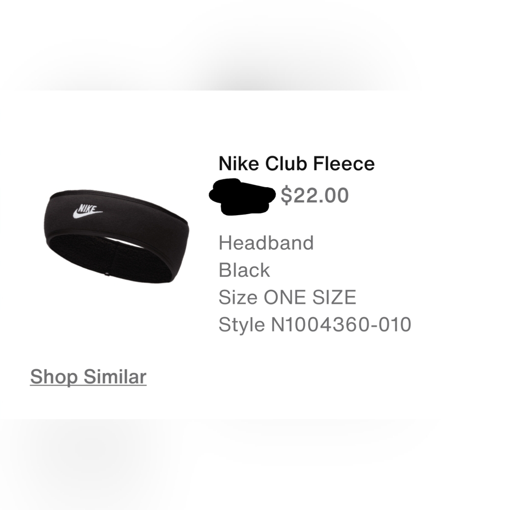 Nike Club Fleece Headband Womens OSFM Black/White Winter Fall Warm Running